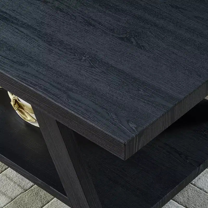Tavolino da caffè contemporaneo in legno replicato con finitura nera
