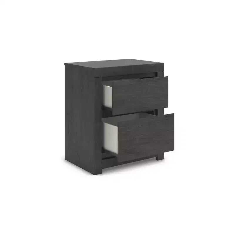 Comodino a 2 cassetti con porte di ricarica USB, grigio antracite
