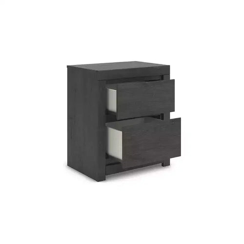 Comodino a 2 cassetti con porte di ricarica USB, grigio antracite