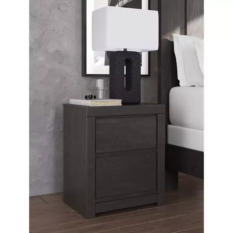 Comodino a 2 cassetti con porte di ricarica USB, grigio antracite