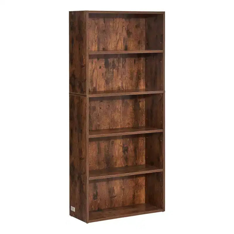 Libreria stretta in legno a 5 ripiani alta 134 cm, con ripiani regolabili, a giorno, autoportante, per camera da letto/soggiorno/ufficio/biblioteca, marrone