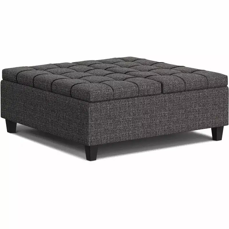 Tavolino quadrato grande contenitore pouf imbottito transizionale largo 100 cm
