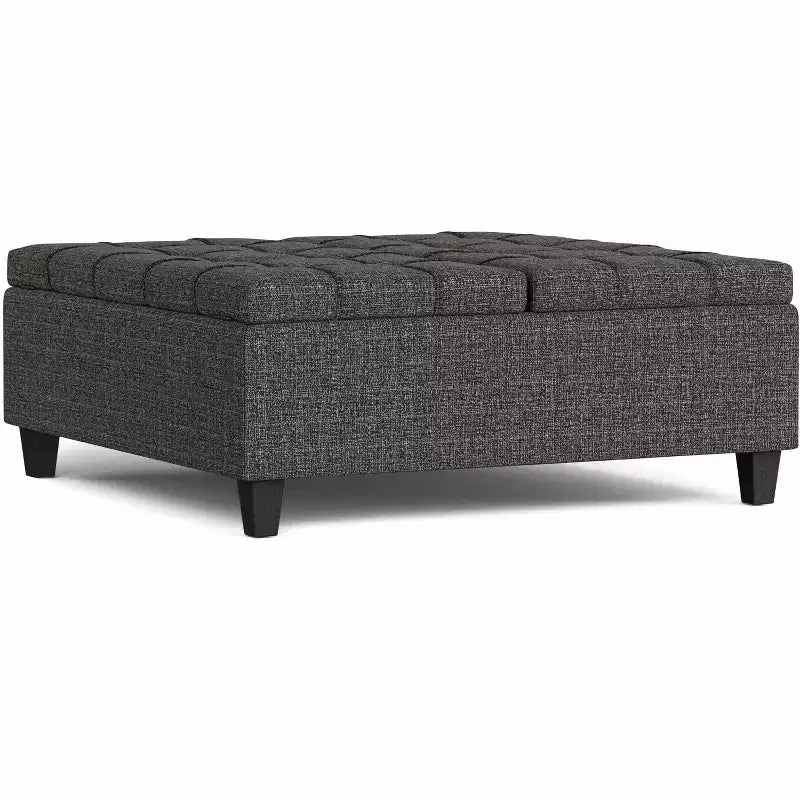Tavolino quadrato grande contenitore pouf imbottito transizionale largo 100 cm
