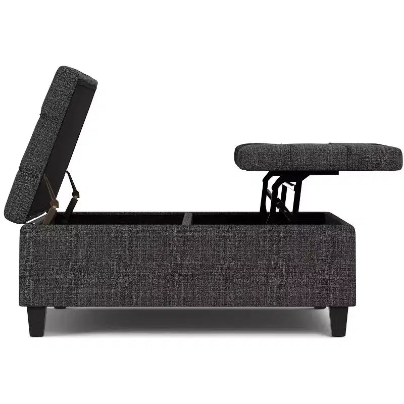 Tavolino quadrato grande contenitore pouf imbottito transizionale largo 100 cm