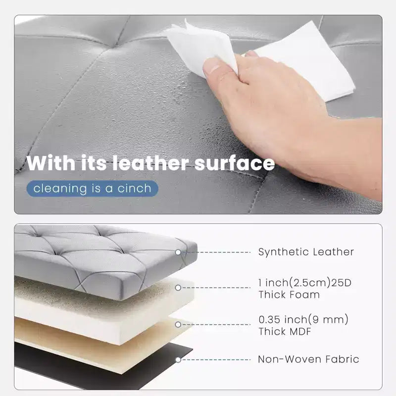 Panca Pouf Contenitore 43", Poggiapiedi Pieghevole Seduta Imbottita, Lunga Panca Porta Scarpe, Carico 299 kg per Soggiorno Ingresso Camera da Letto, 109x38x38 cm