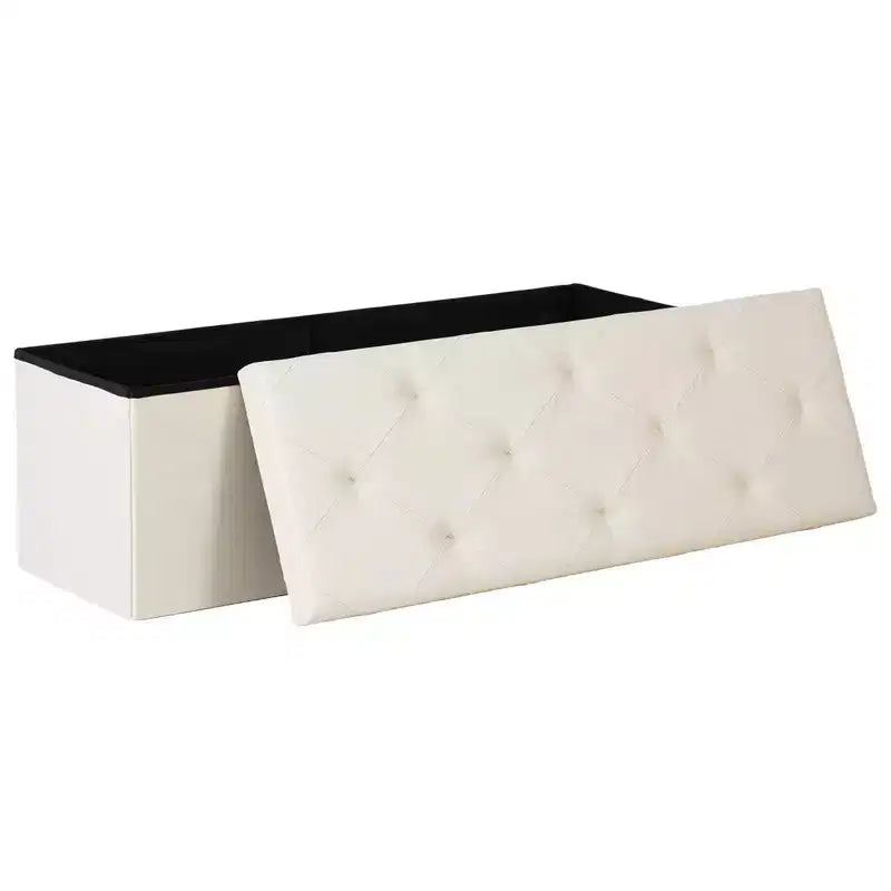 Panca Pouf Contenitore 43", Poggiapiedi Pieghevole Seduta Imbottita, Lunga Panca Porta Scarpe, Carico 299 kg per Soggiorno Ingresso Camera da Letto, 109x38x38 cm