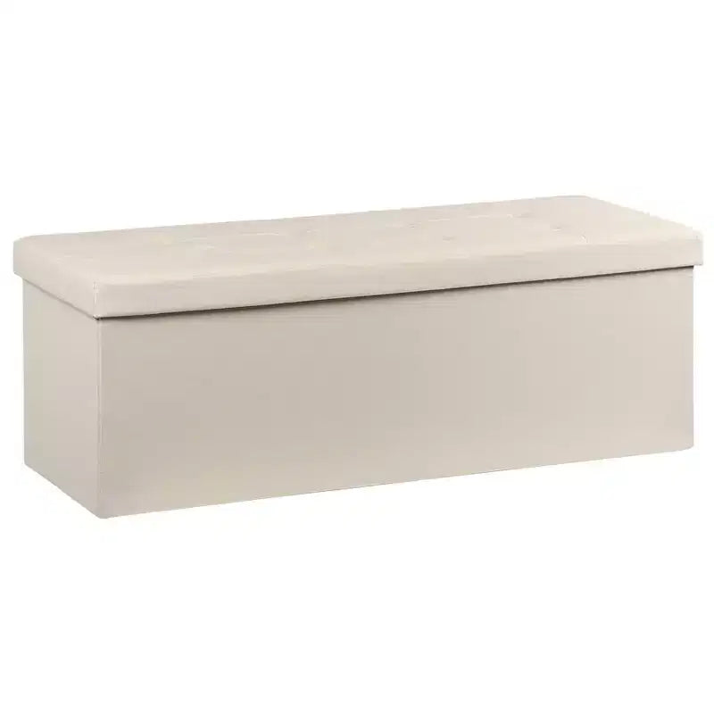 Panca Pouf Contenitore 43", Poggiapiedi Pieghevole Seduta Imbottita, Lunga Panca Porta Scarpe, Carico 299 kg per Soggiorno Ingresso Camera da Letto, 109x38x38 cm