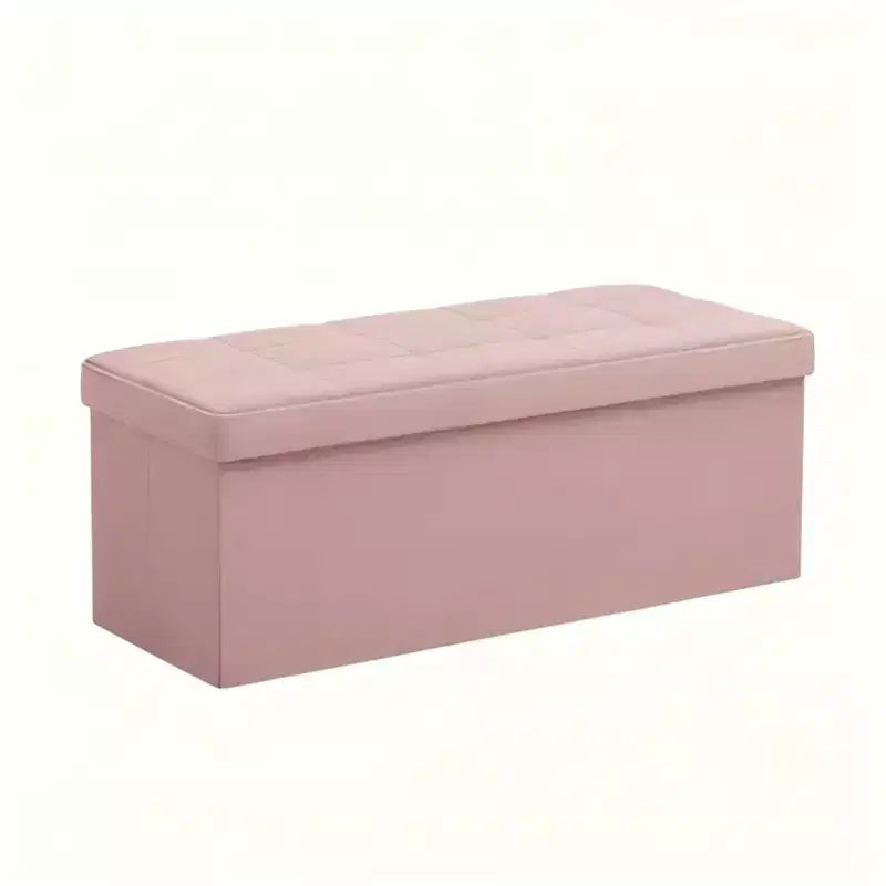 Panca Pouf Contenitore 43", Poggiapiedi Pieghevole Seduta Imbottita, Lunga Panca Porta Scarpe, Carico 299 kg per Soggiorno Ingresso Camera da Letto, 109x38x38 cm