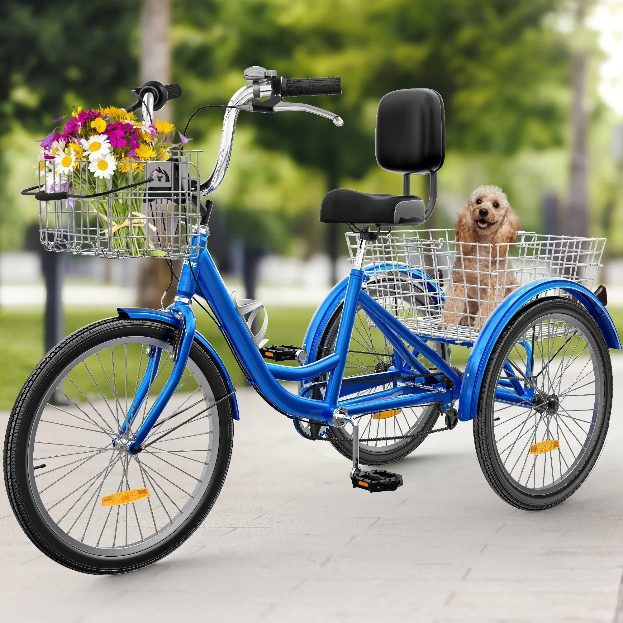 26 Triciclo per adulti Bici a 3 ruote Triciclo a 7 velocità