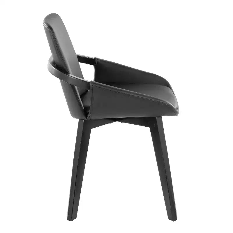 Sedia da pranzo o d'accento Mid-Century, bambù nero/PU nero