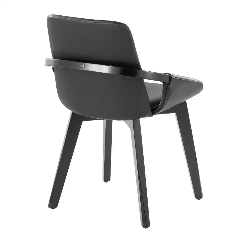 Sedia da pranzo o d'accento Mid-Century, bambù nero/PU nero
