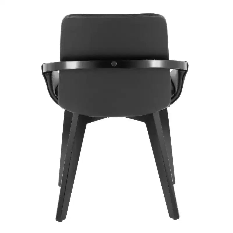 Sedia da pranzo o d'accento Mid-Century, bambù nero/PU nero
