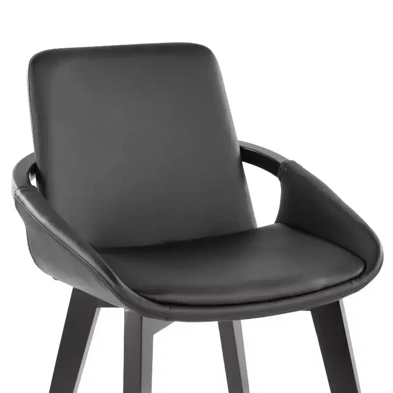 Sedia da pranzo o d'accento Mid-Century, bambù nero/PU nero