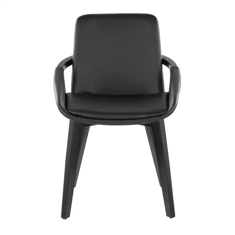 Sedia da pranzo o d'accento Mid-Century, bambù nero/PU nero