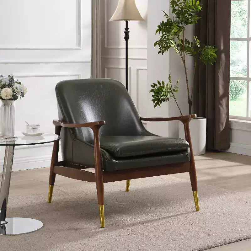 Poltrona Moderno in Similpelle e Legno Wasabi