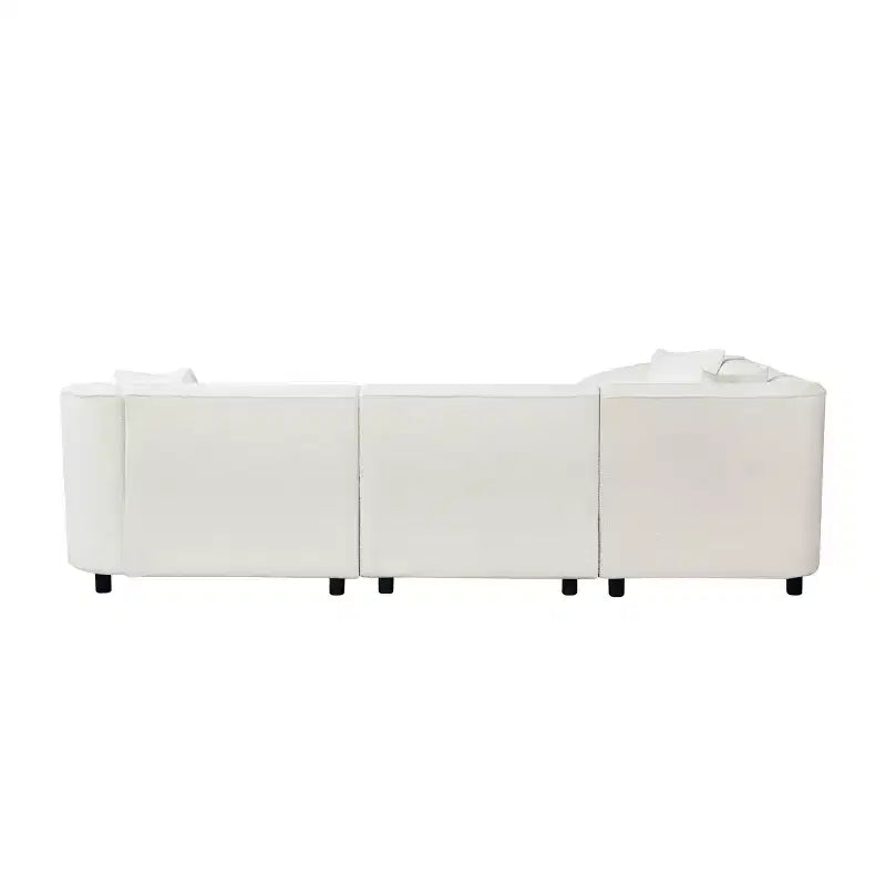 Divano curvo a 4 posti con penisola in bouclé beige, stile contemporaneo, 264 cm