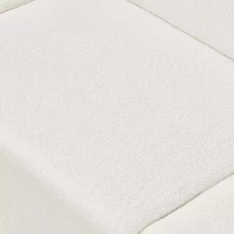 Divano curvo a 4 posti con penisola in bouclé beige, stile contemporaneo, 264 cm