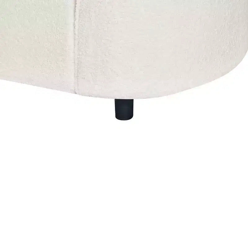 Divano curvo a 4 posti con penisola in bouclé beige, stile contemporaneo, 264 cm