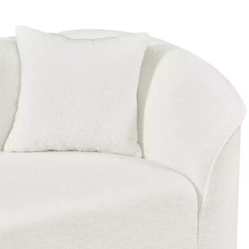 Divano curvo a 4 posti con penisola in bouclé beige, stile contemporaneo, 264 cm