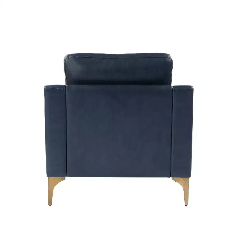 Poltrona Accent in similpelle vegana blu navy con gambe in metallo color bronzo