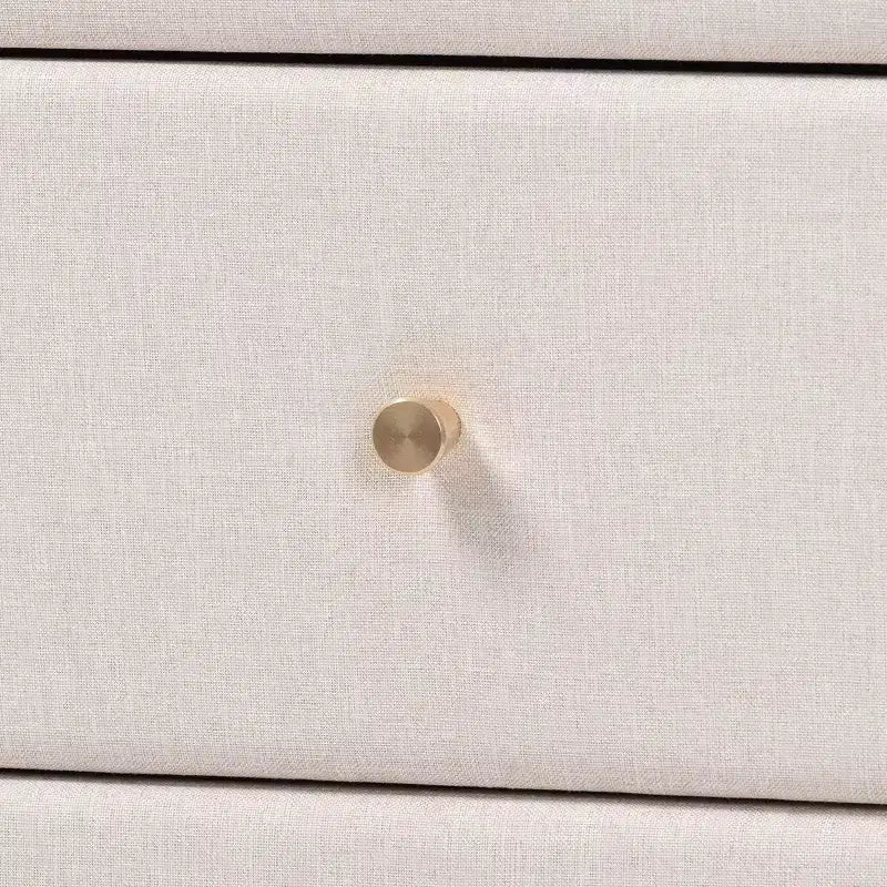 Comò a 6 cassetti in tessuto e legno, beige/wengé