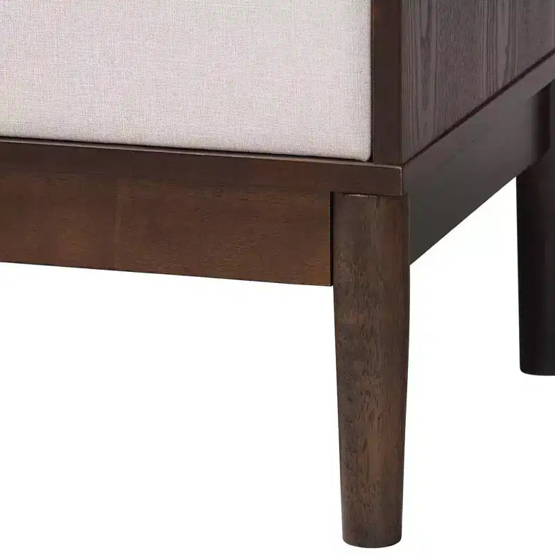 Comò a 6 cassetti in tessuto e legno, beige/wengé