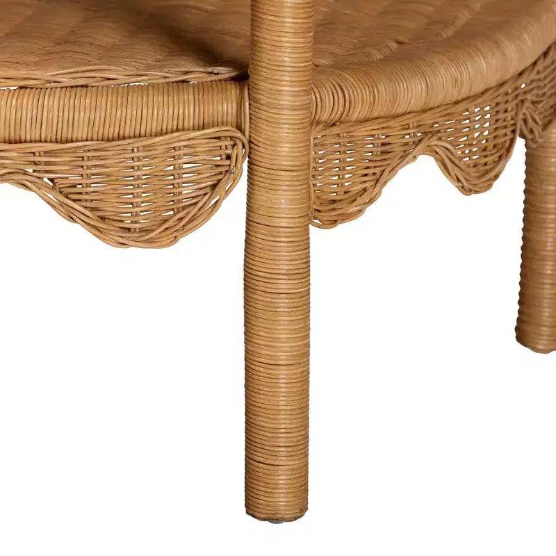 Consolle in rattan con capesante costiere color miele chiaro