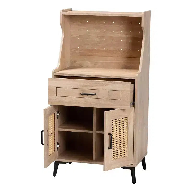 Pensile da Cucina in Legno Rovere Marrone/Nero Stile Mid-Century