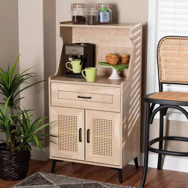 Pensile da Cucina in Legno Rovere Marrone/Nero Stile Mid-Century