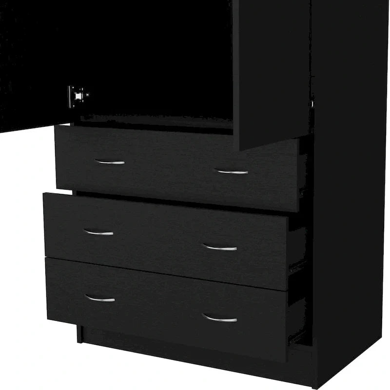 19 Armadio moderno a due ante con 3 cassetti e 1 asta appendiabiti per camera da letto