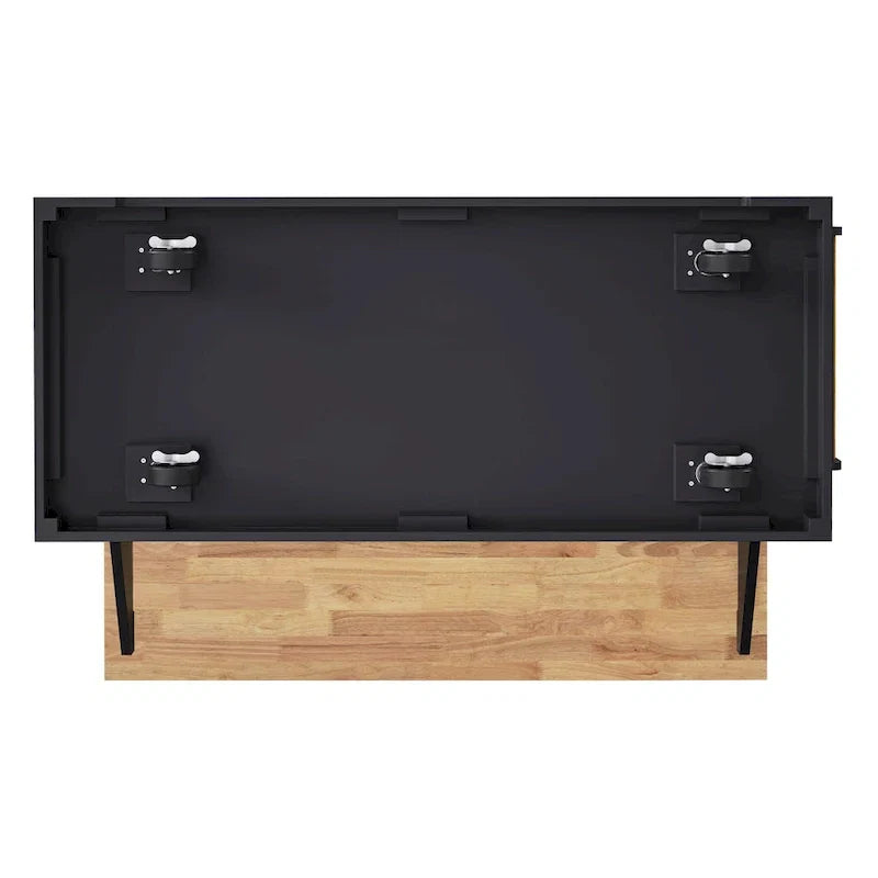 54 - Grande isola cucina con anta a ribalta in legno di gomma, carrello da cucina scorrevole con texture in rilievo su 4 ruote con 4 ante e 3 cassetti
