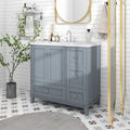 Mobile bagno da 36 pollici con ricarica USB, lavabo in resina, telaio in legno massello, 3 cassetti contenitori