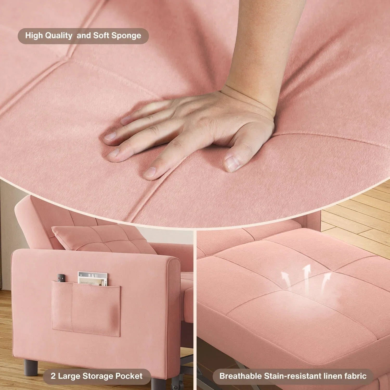Divano letto trasformabile 3-in-1, Poltrona letto estraibile, Letto pieghevole convertibile per soggiorno