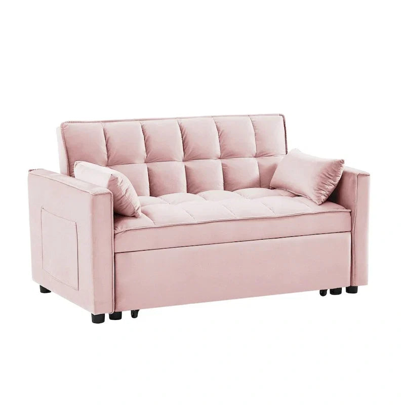 Divano letto 3 in 1 in velluto convertibile con letto estraibile e schienale reclinabile