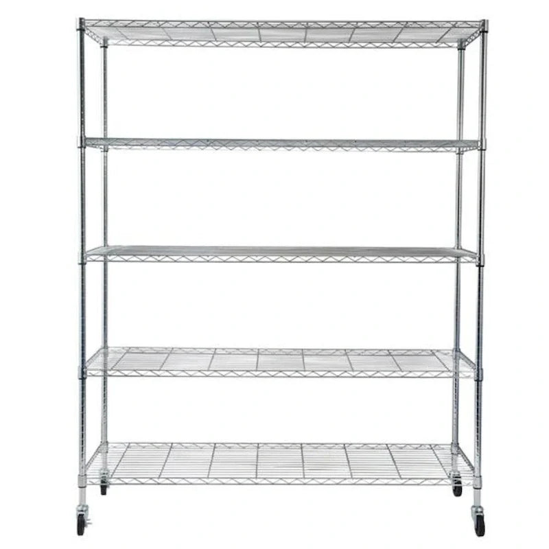 Scaffalatura in acciaio a 5 ripiani con ruote - (59.06 x 17.72 x 70.87)