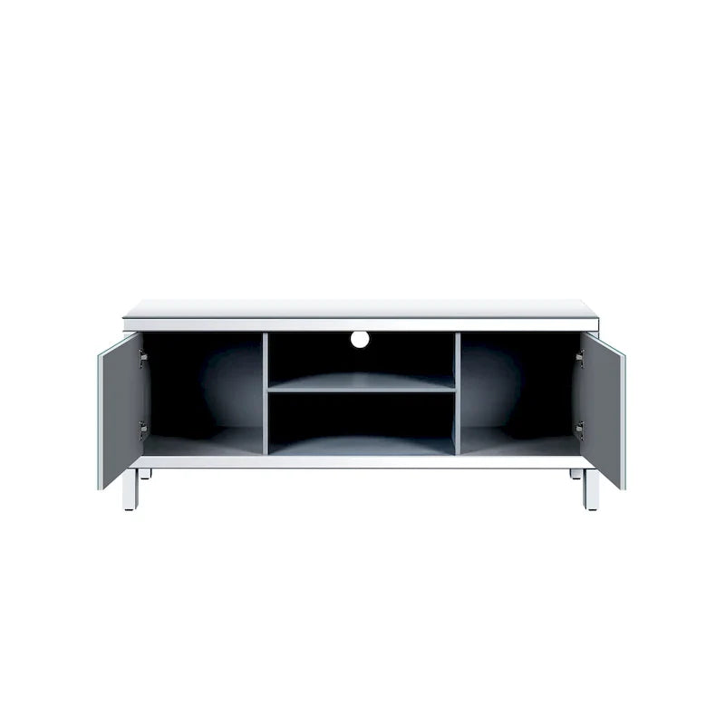 Mobile TV da 59 pollici con ante a specchio a forma di diamante e spazio di archiviazione, per TV fino a 65 pollici