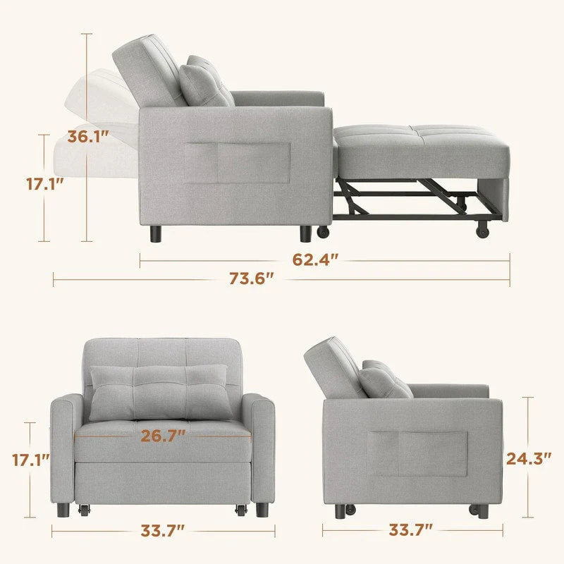 Divano letto trasformabile 3-in-1, Poltrona letto estraibile, Letto pieghevole convertibile per soggiorno