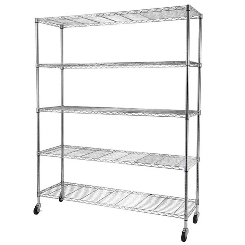 Scaffalatura in acciaio a 5 ripiani con ruote - (59.06 x 17.72 x 70.87)