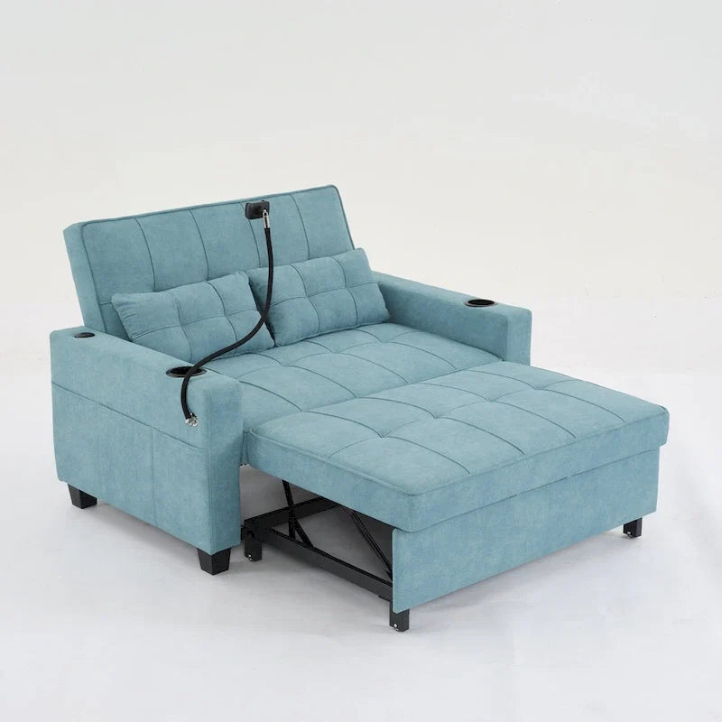 Divano Letto Convertibile Estraibile 3-in-1 con Porte USB
