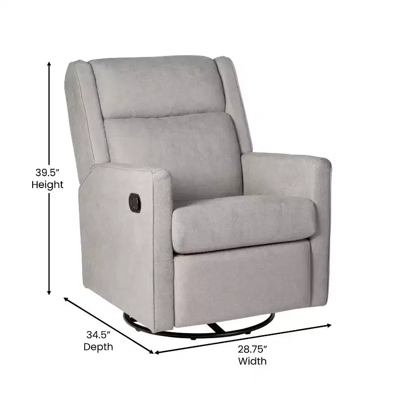 Poltrona Reclinabile Girevole con Funzione Dondolo, Reclinabile Manuale con Girevole a 360 Gradi Perfetta per Soggiorno, Camera da Letto o Cameretta