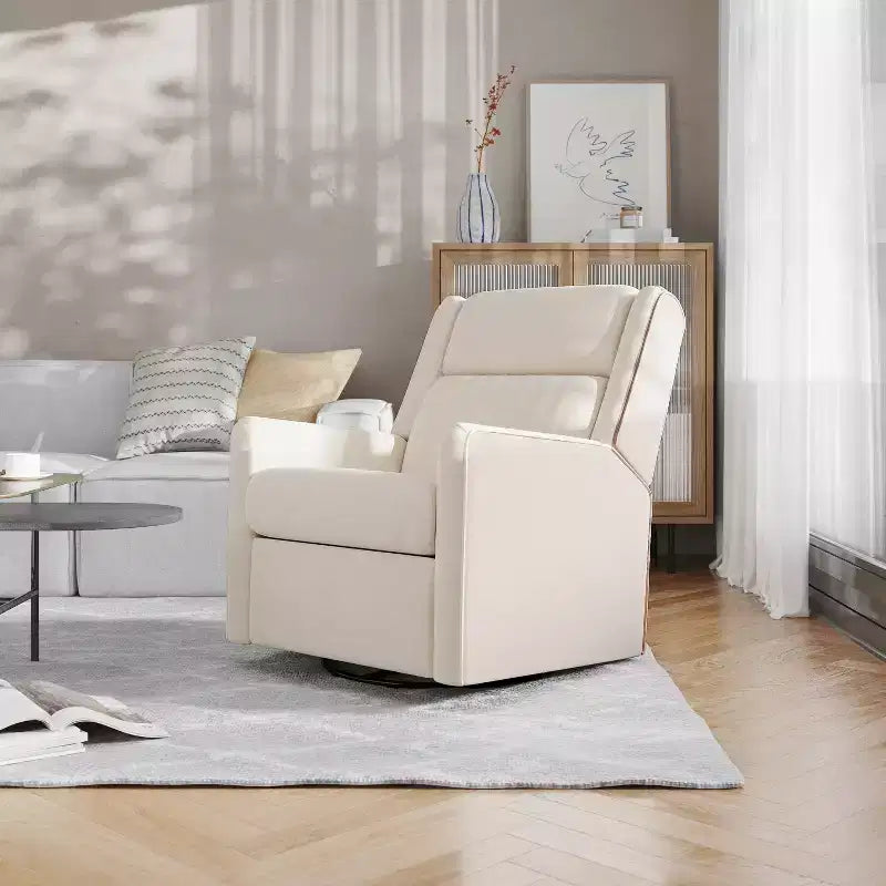 Poltrona Reclinabile Girevole con Funzione Dondolo, Reclinabile Manuale con Girevole a 360 Gradi Perfetta per Soggiorno, Camera da Letto o Cameretta