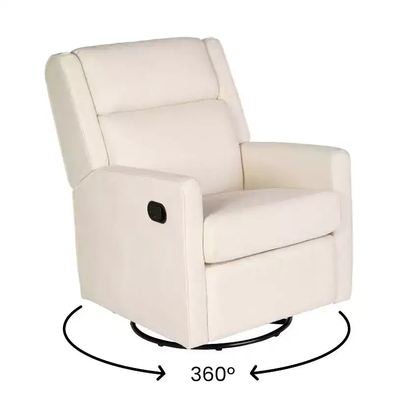 Poltrona Reclinabile Girevole con Funzione Dondolo, Reclinabile Manuale con Girevole a 360 Gradi Perfetta per Soggiorno, Camera da Letto o Cameretta