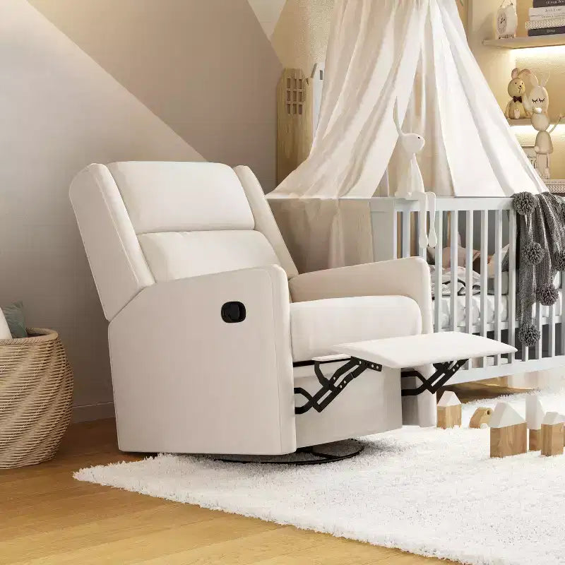Poltrona Reclinabile Girevole con Funzione Dondolo, Reclinabile Manuale con Girevole a 360 Gradi Perfetta per Soggiorno, Camera da Letto o Cameretta
