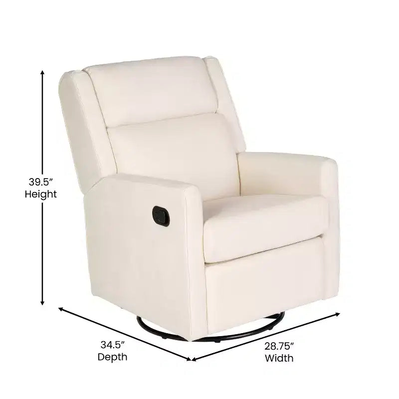 Poltrona Reclinabile Girevole con Funzione Dondolo, Reclinabile Manuale con Girevole a 360 Gradi Perfetta per Soggiorno, Camera da Letto o Cameretta