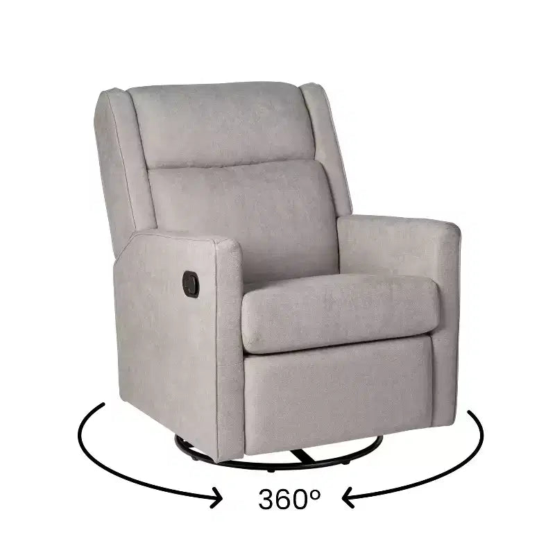 Poltrona Reclinabile Girevole con Funzione Dondolo, Reclinabile Manuale con Girevole a 360 Gradi Perfetta per Soggiorno, Camera da Letto o Cameretta