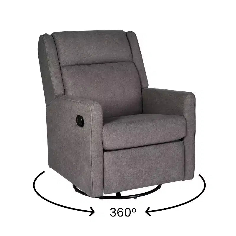 Poltrona Reclinabile Girevole con Funzione Dondolo, Reclinabile Manuale con Girevole a 360 Gradi Perfetta per Soggiorno, Camera da Letto o Cameretta