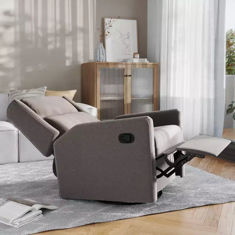Poltrona Reclinabile Girevole con Funzione Dondolo, Reclinabile Manuale con Girevole a 360 Gradi Perfetta per Soggiorno, Camera da Letto o Cameretta