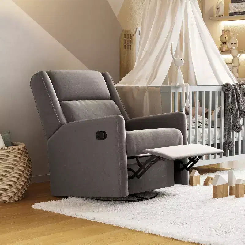 Poltrona Reclinabile Girevole con Funzione Dondolo, Reclinabile Manuale con Girevole a 360 Gradi Perfetta per Soggiorno, Camera da Letto o Cameretta