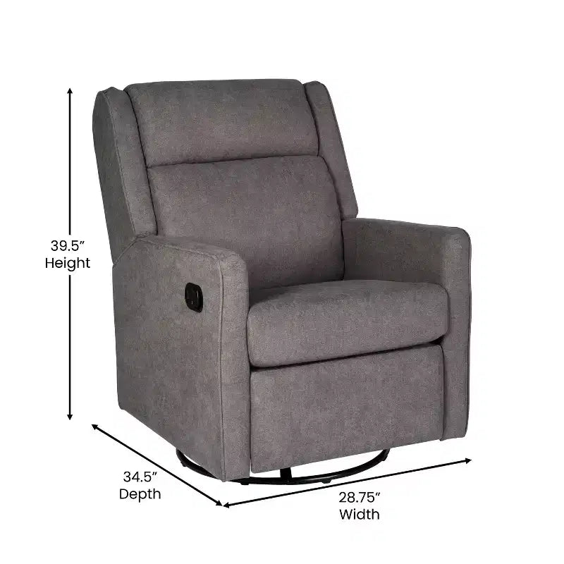 Poltrona Reclinabile Girevole con Funzione Dondolo, Reclinabile Manuale con Girevole a 360 Gradi Perfetta per Soggiorno, Camera da Letto o Cameretta