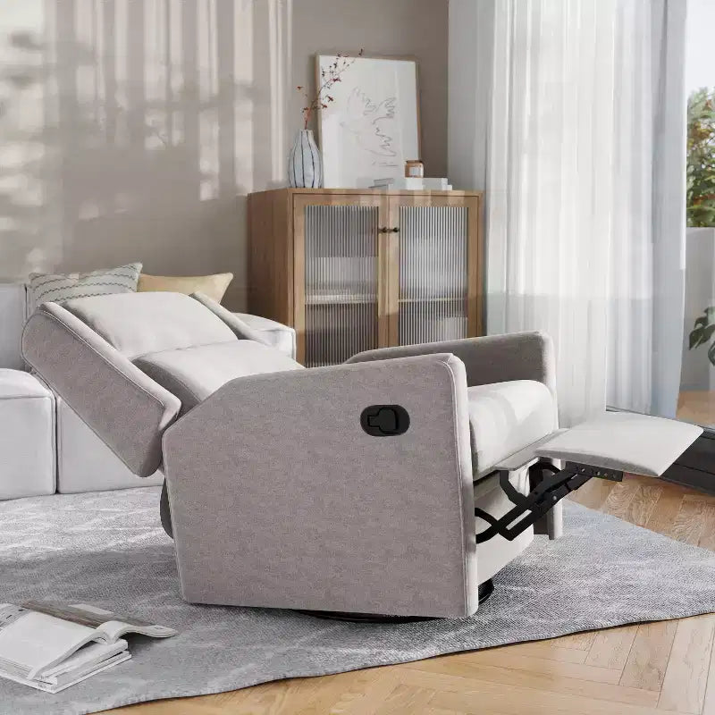 Poltrona Reclinabile Girevole con Funzione Dondolo, Reclinabile Manuale con Girevole a 360 Gradi Perfetta per Soggiorno, Camera da Letto o Cameretta